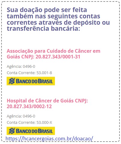 Doação para o Hospital do Câncer de Goiás